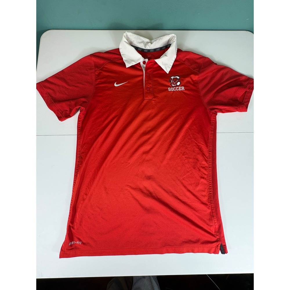 Nike Dri Fit Soccer Polo Shirt Mens Small‎ Red Athletic Performance